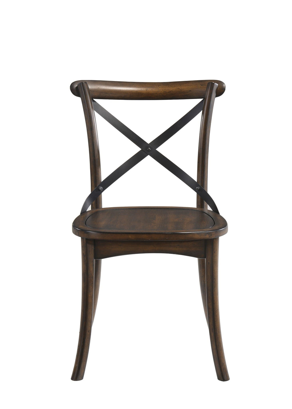Kaelyn Metal Side Chair Set of 2 with Black Metal Backrest - Dark Oak