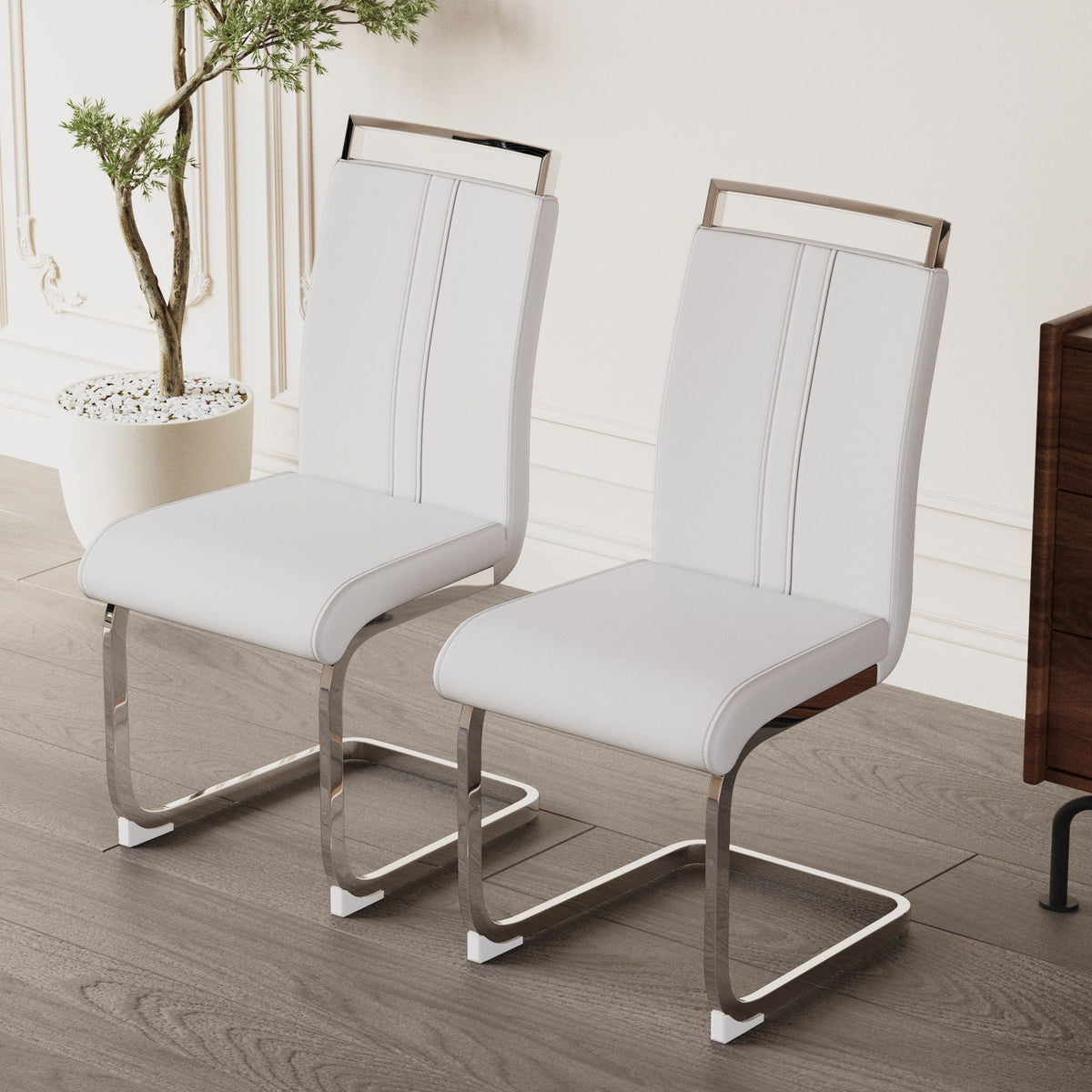 Modern Dining Chairs with Padded Seat and High Back - Black, White, or Dark Gray