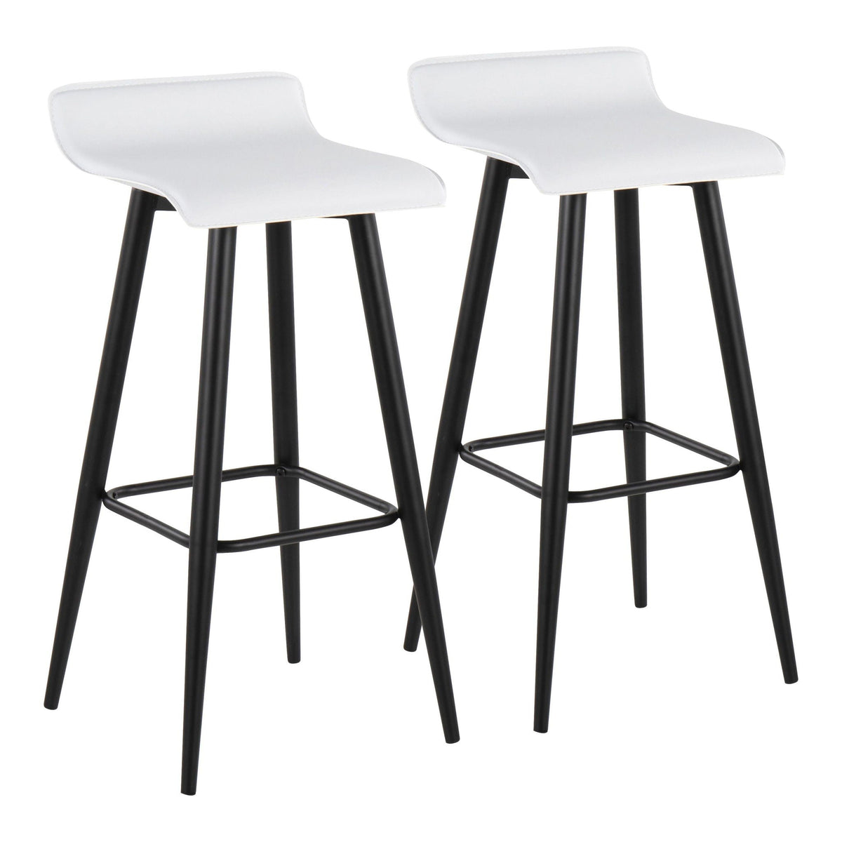 Contemporary Fixed Height Bar Stool Set with Metal Base - Pearl Silver or White