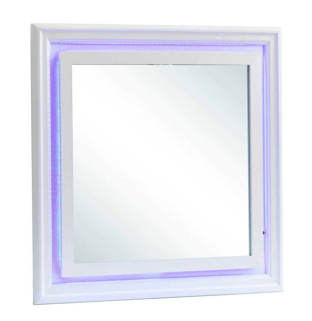 Elegant Transitional LED Mirror with Croc Textured Frame - Pearl Silver or Gray