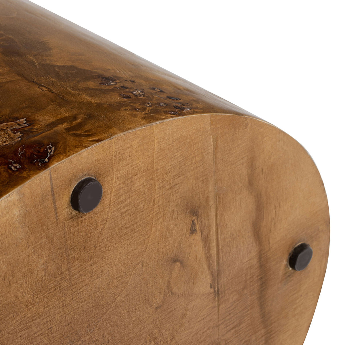 Accent Oval Pillar Side Table with Burl Wood Veneer - Light or Dark Brown