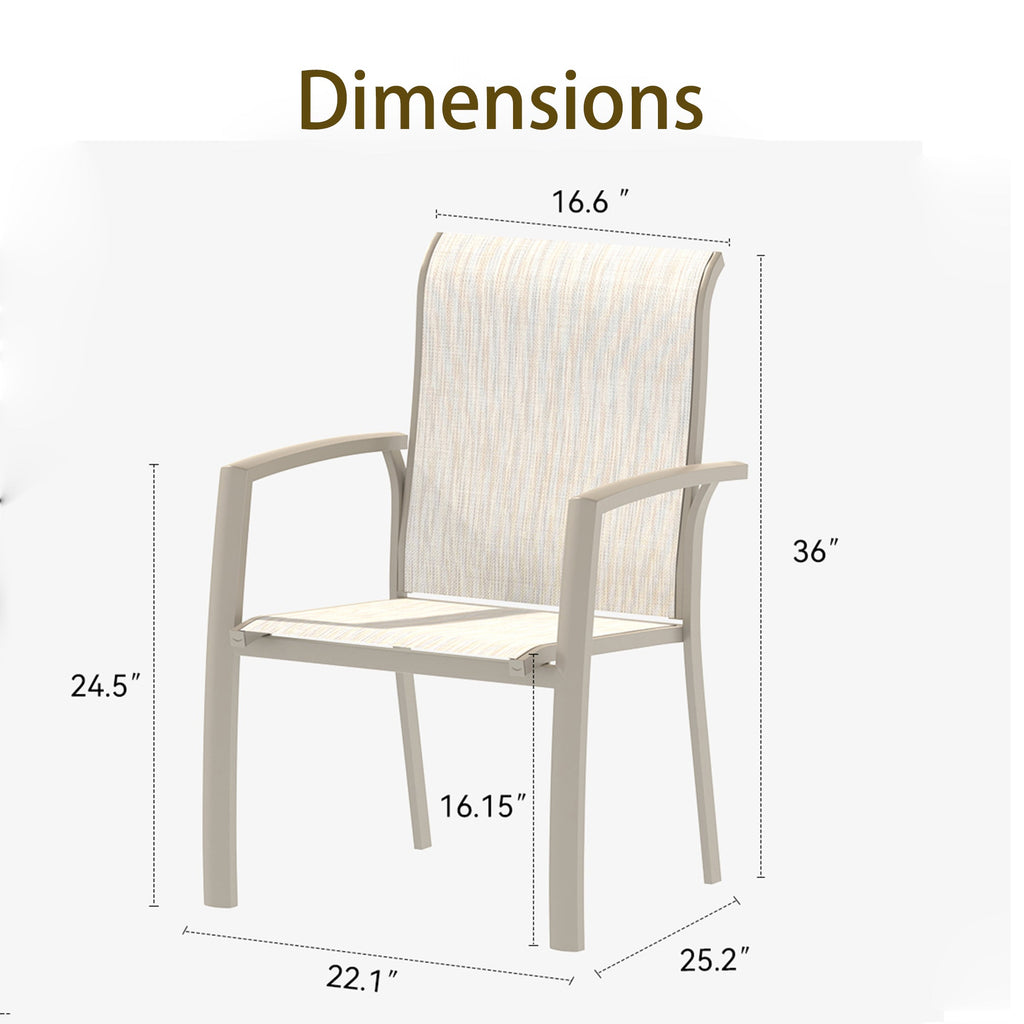 Metal Outdoor Patio Chairs Set of 2 with Stackable Design - Black