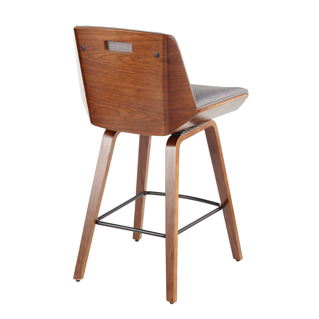 Mid Century Modern Counter Stool with Padded Upholstered Seat - Gray or Dark Gray