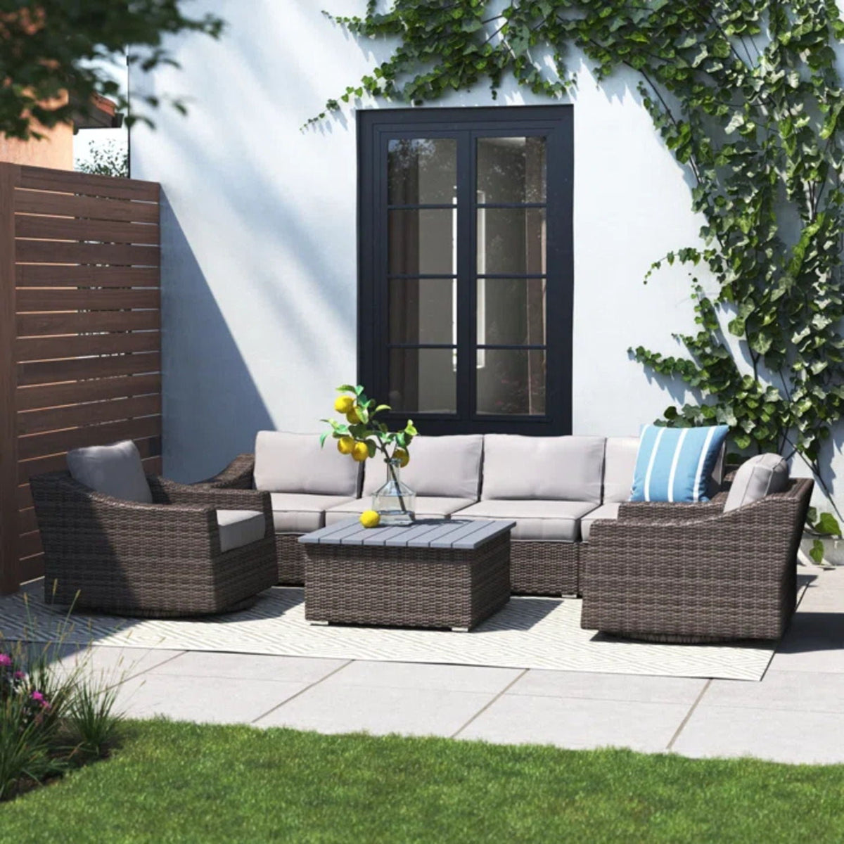 Stylish Sofa Seating Group With Cushions - Multiple Set Options, Dark Gray, Gray, or Dark Brown