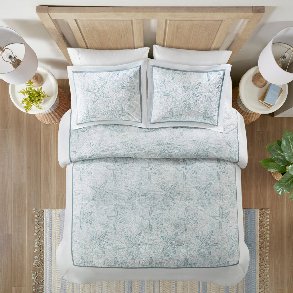 White King Duvet Cover Mini Set with Seashell Embroidery