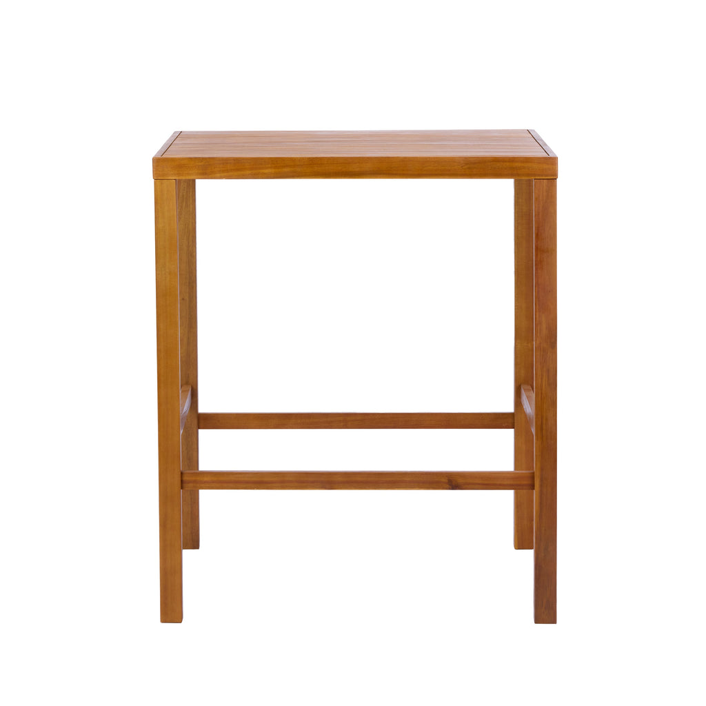 Teak Finish Acacia Solid Wood Outdoor Dining Table with Slatted Top - Teak