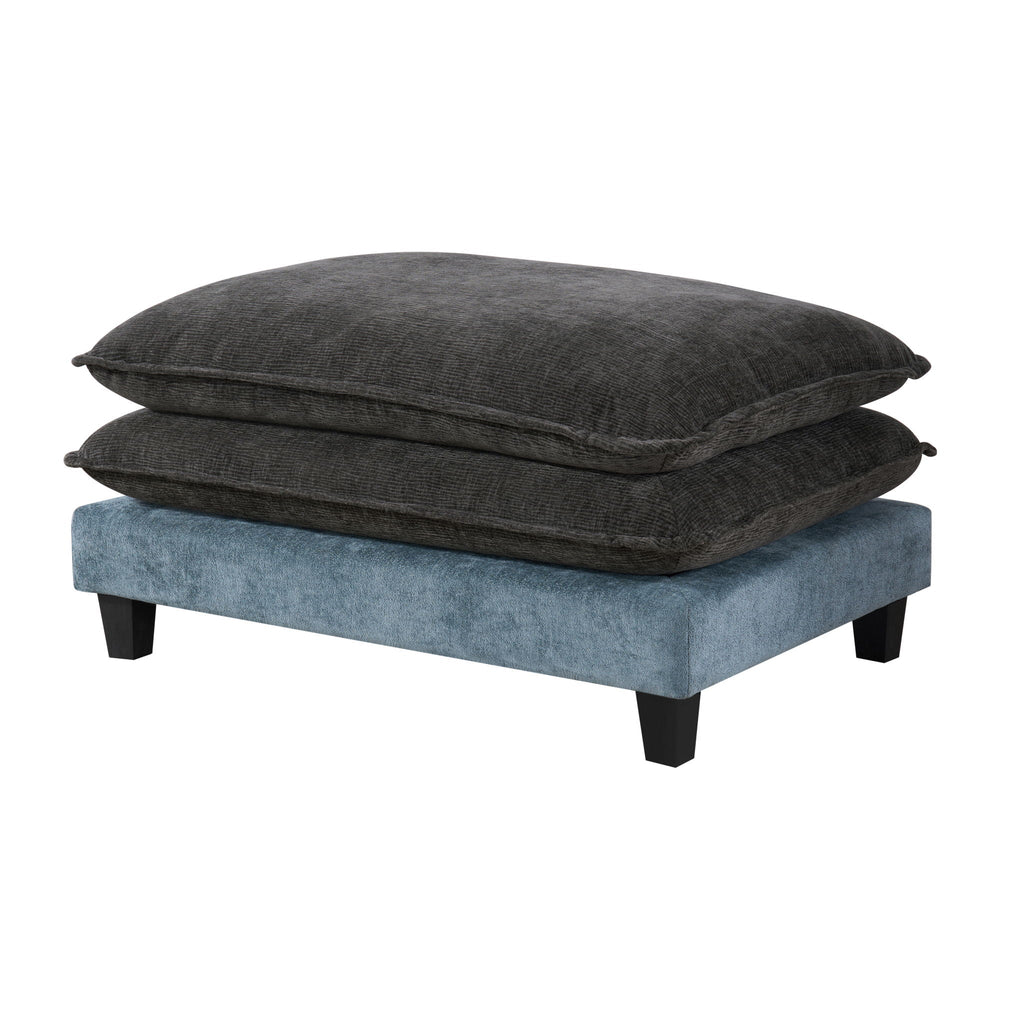 Sectional Sofa With Storage and Removable Ottomans - Gray / Light Blue