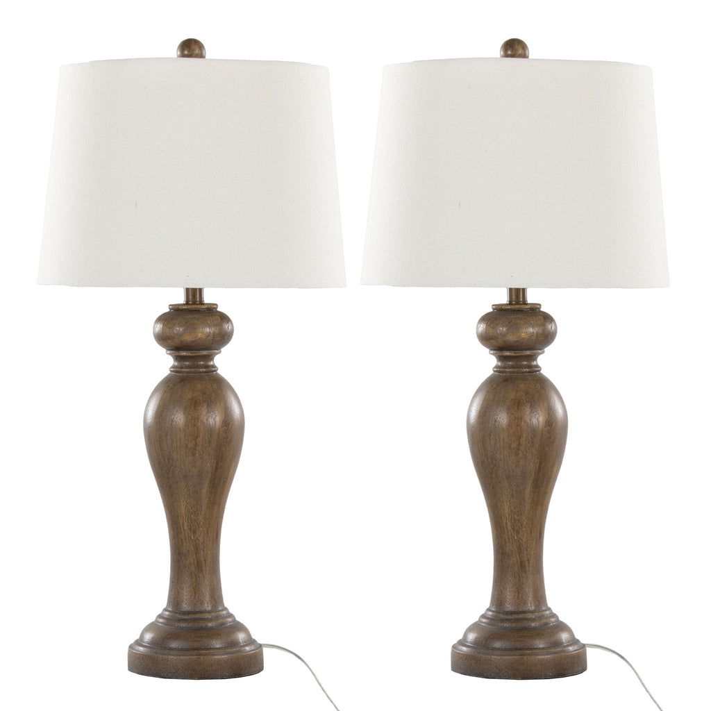Contemporary Table Lamp Set with 3-Way Lighting - White