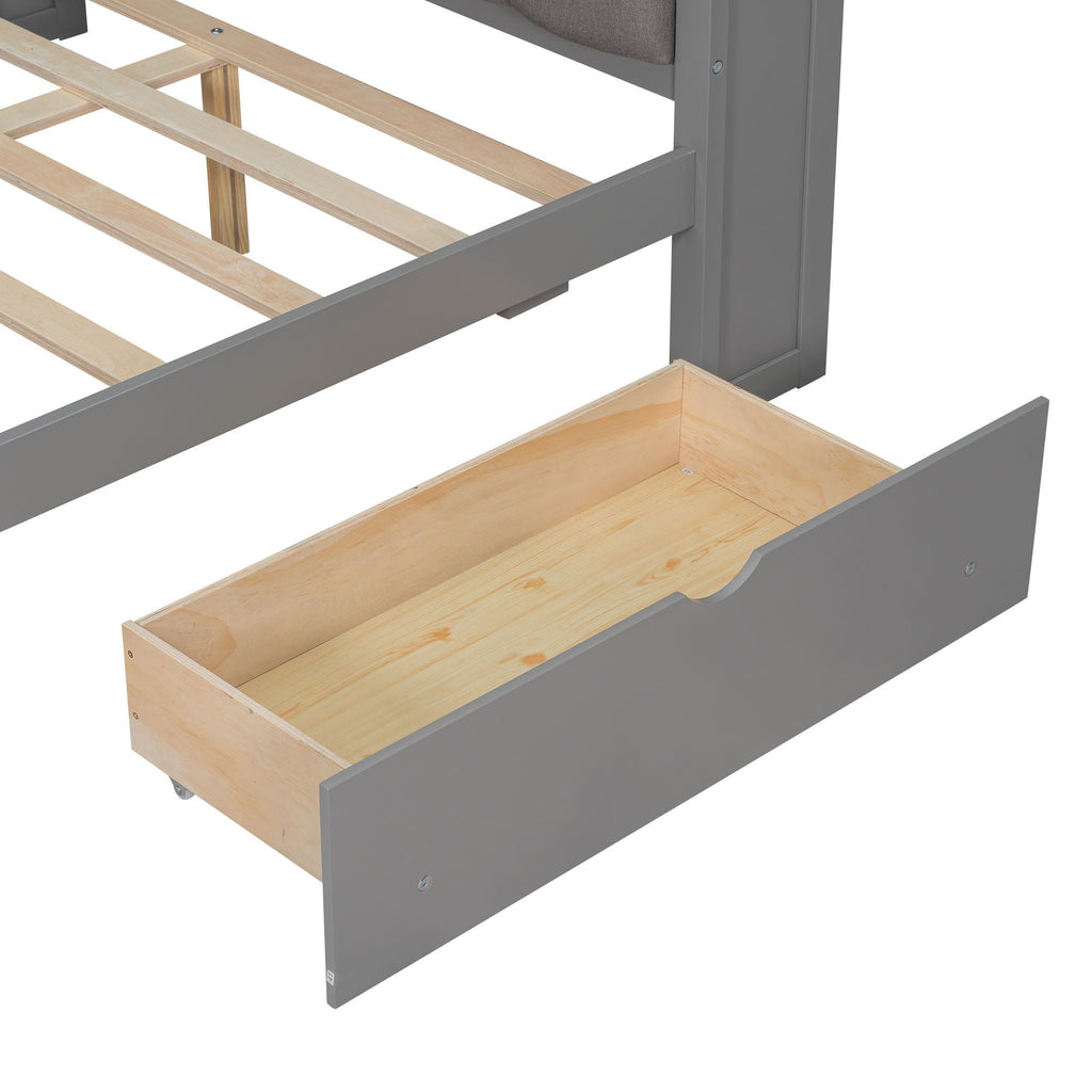 Platform Storage Bed with Shelves, Desk, Charging Station & LED - Full Size