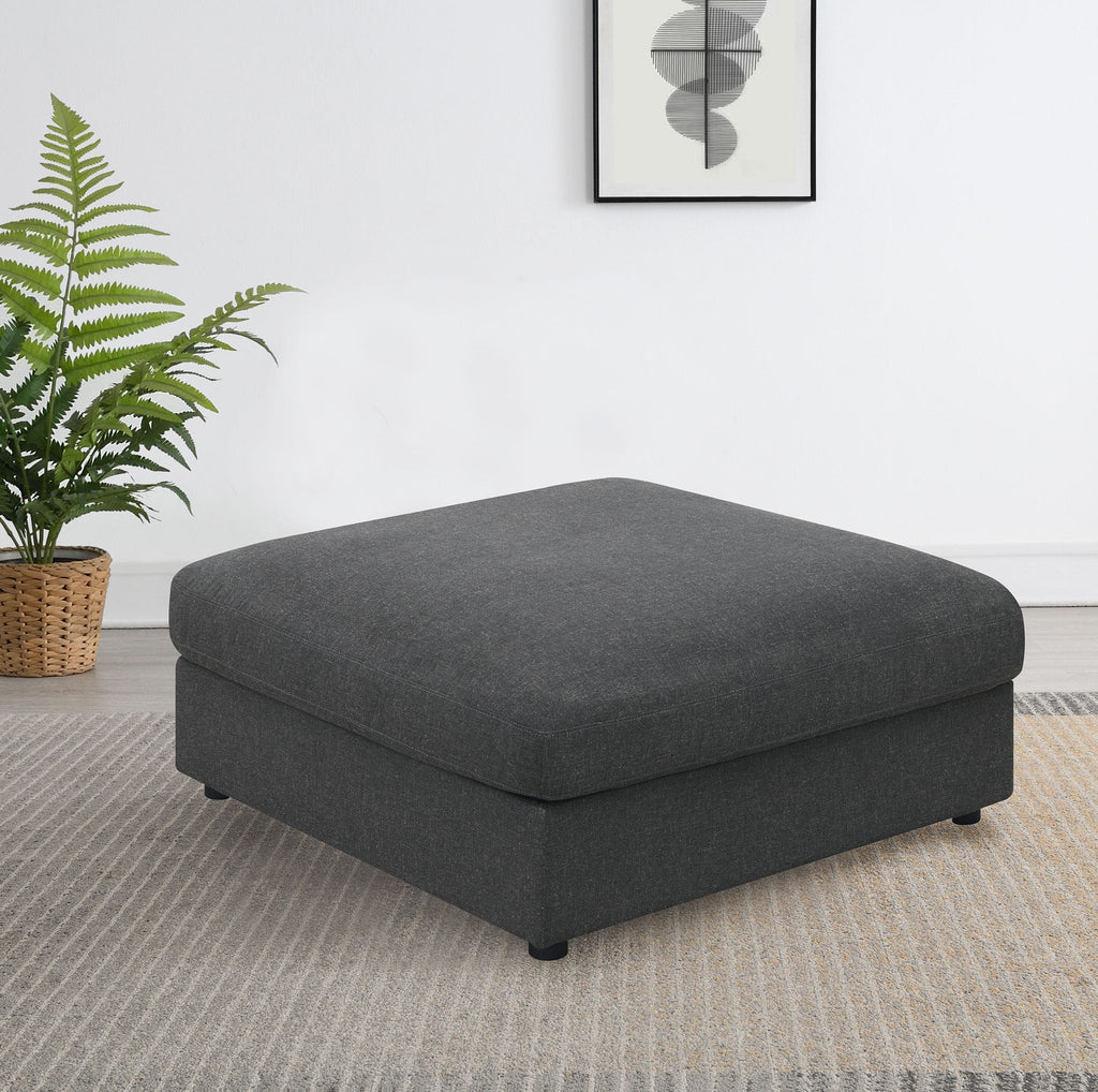 Serene Square Upholstered Ottoman Charcoal