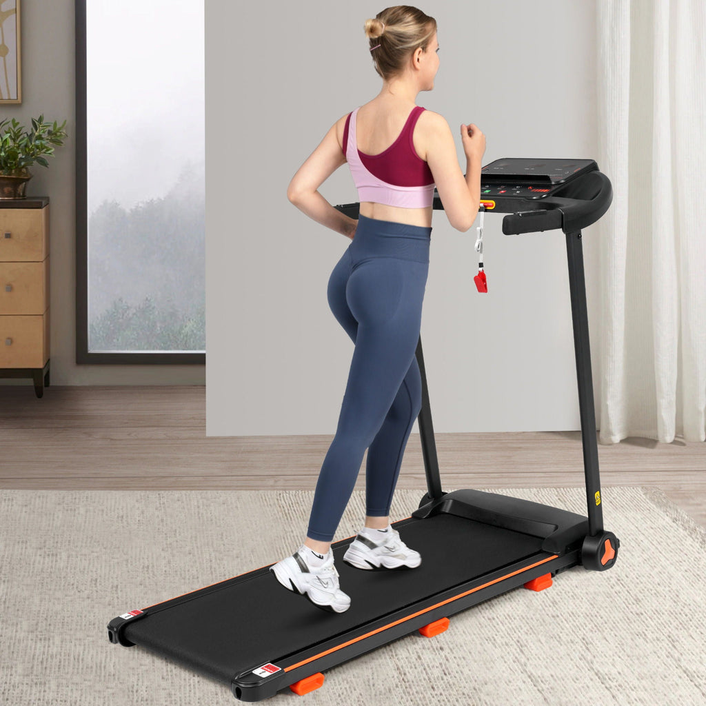 2.5Hp Quiet Folding Treadmill with Heart Rate Sensor - Black