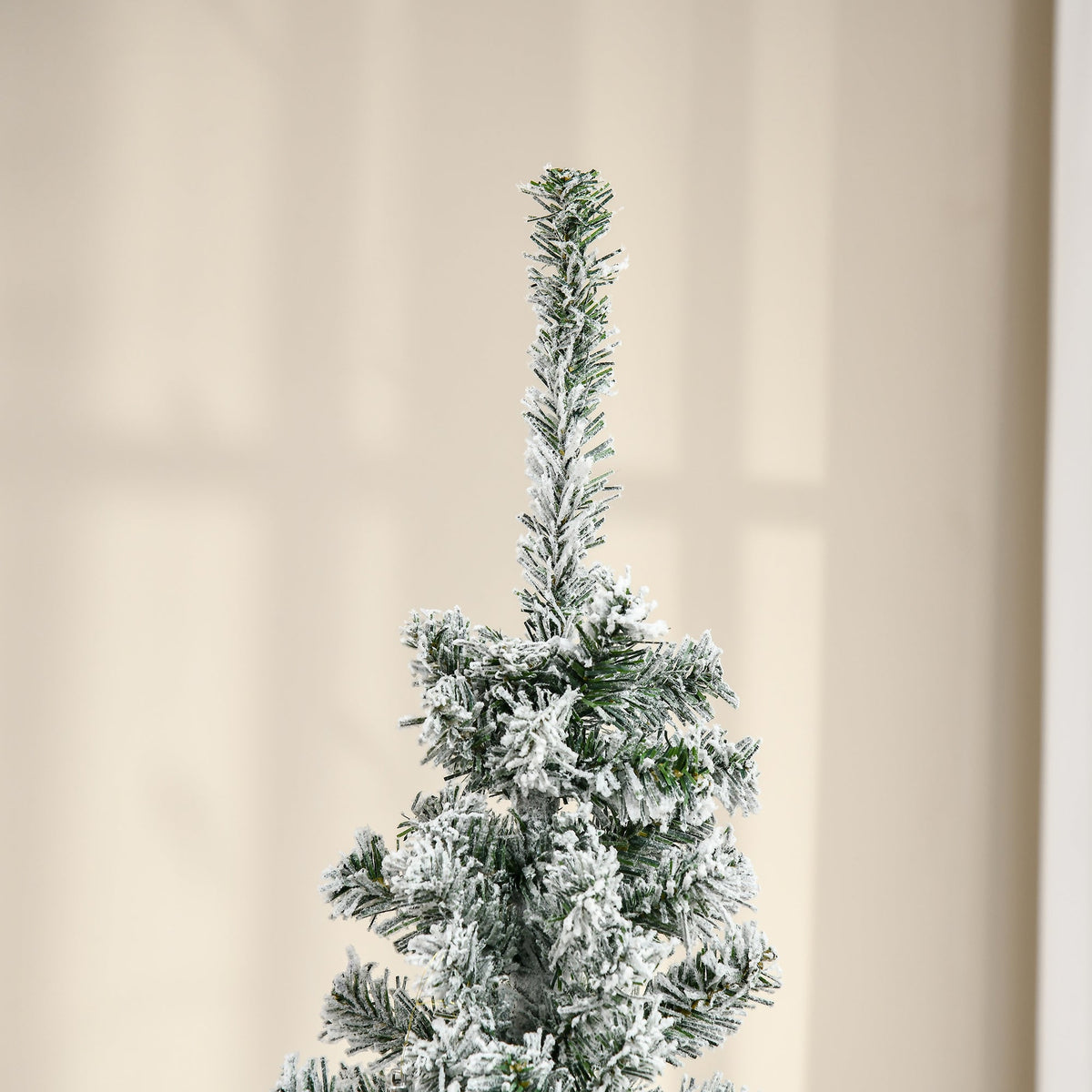 6' Slim Artificial Christmas Tree with Snow-Flocked Finish - White