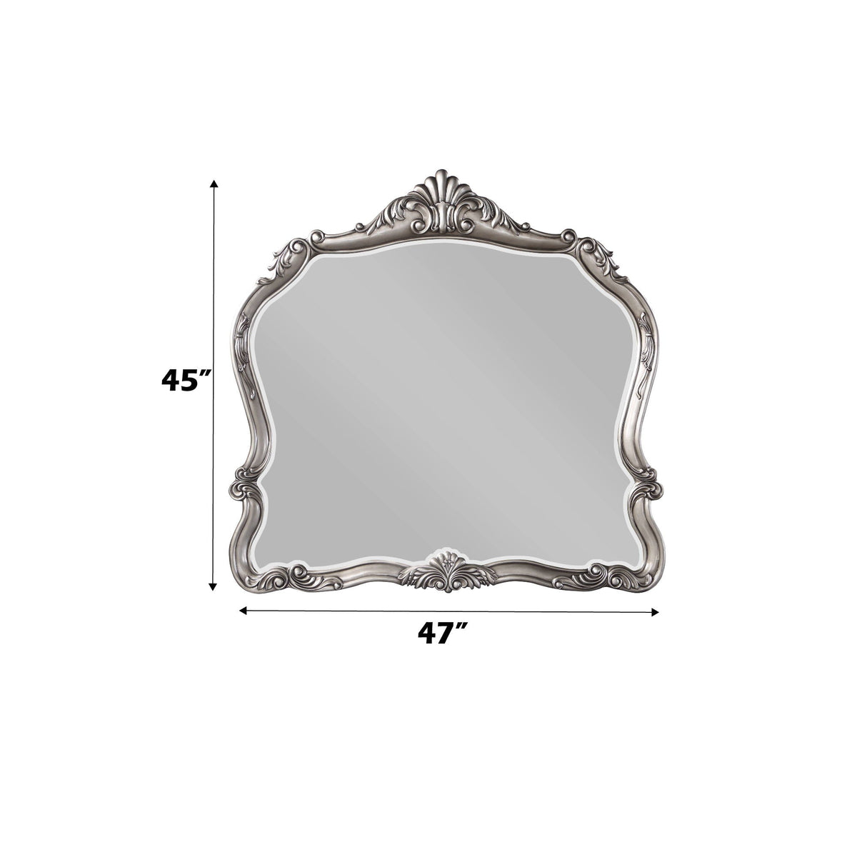 Antique Silver Mirror with Wood Frame - Ariadne Collection