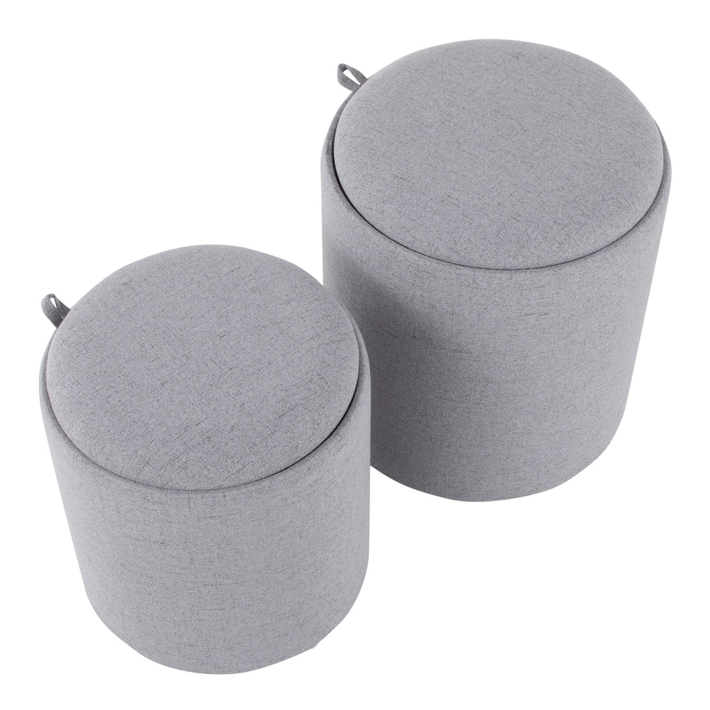 Contemporary Nesting Ottoman Set with Flip Tray Top - Multiple Colors