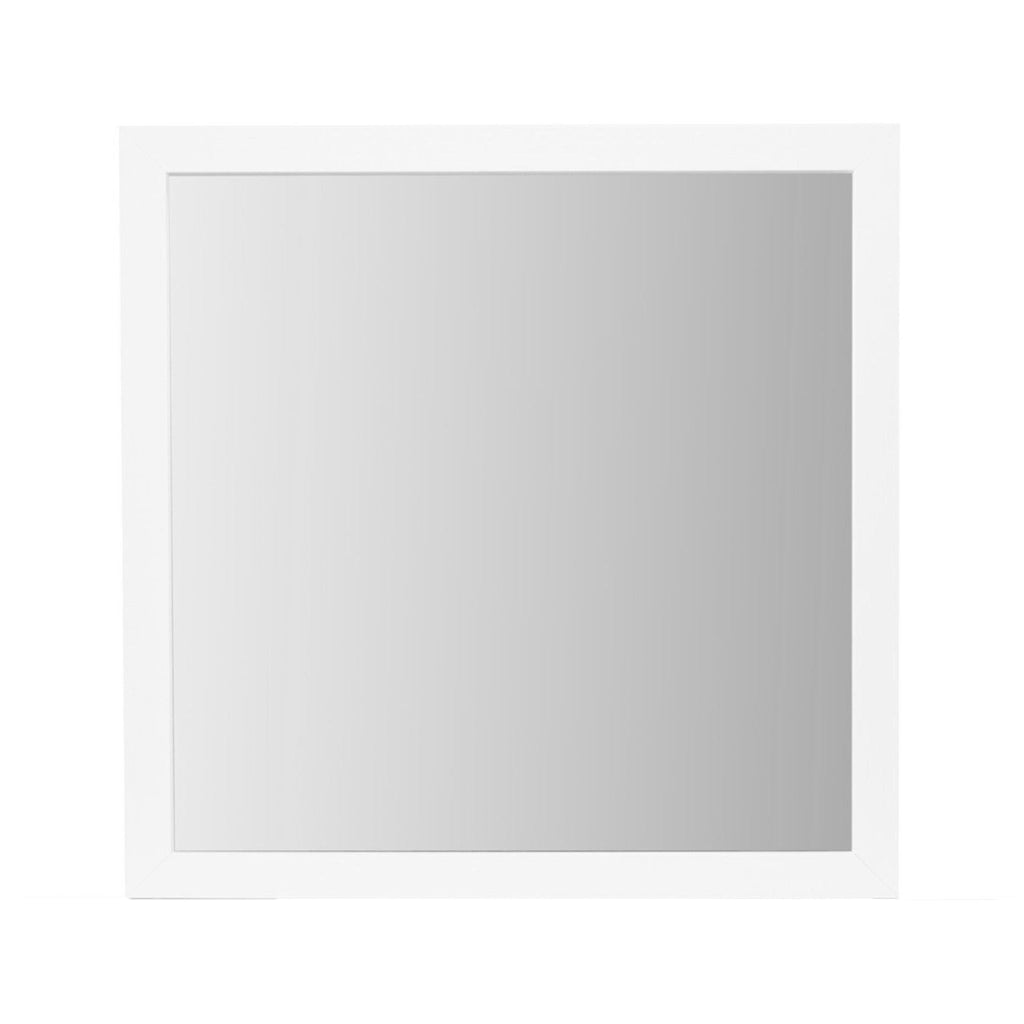 White Mirror with Sleek Design and Acrylic Hardware - 39.56" W