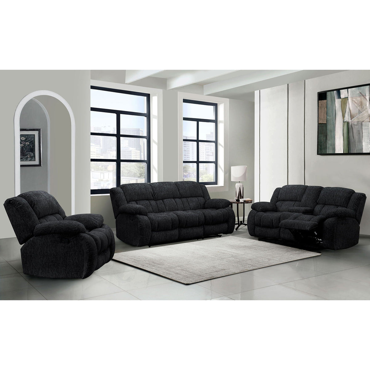 Console Reclining Loveseat with Manual Motion - Black or Gray