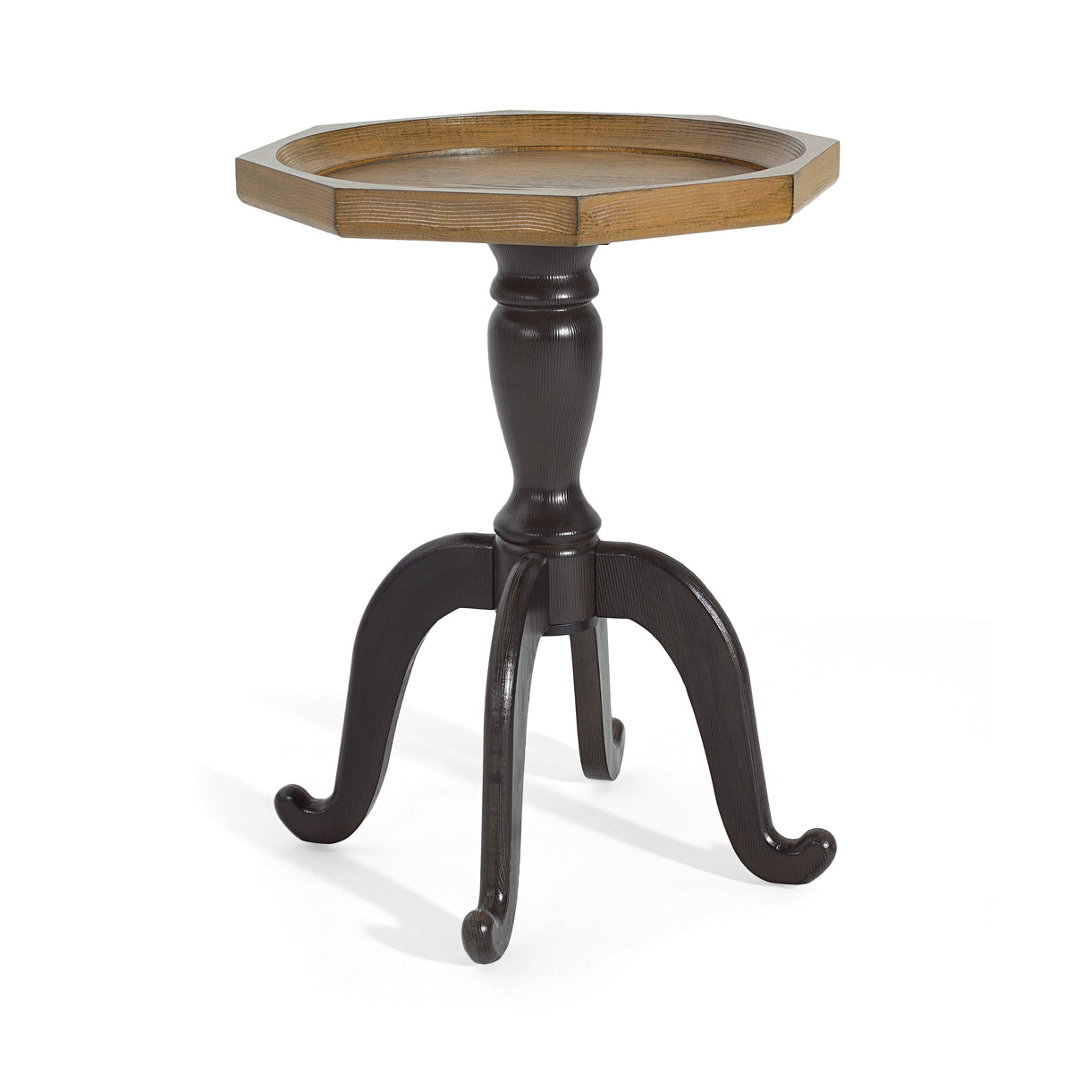 Natural & Black End Table with Octagonal Top – French Country Style
