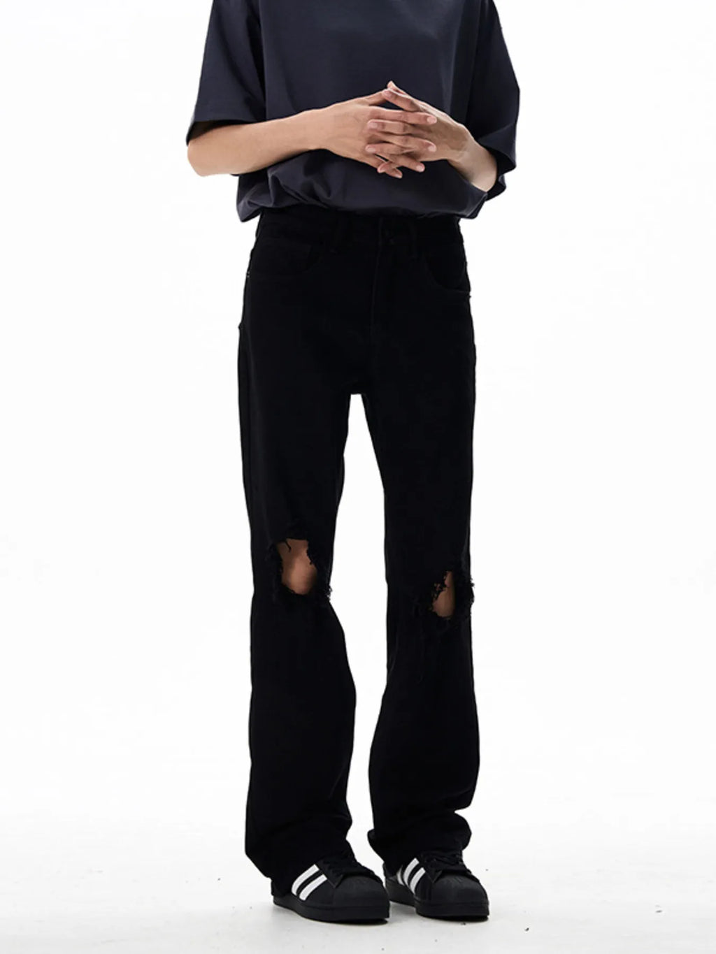 Men's Distressed Flare Leg Jeans