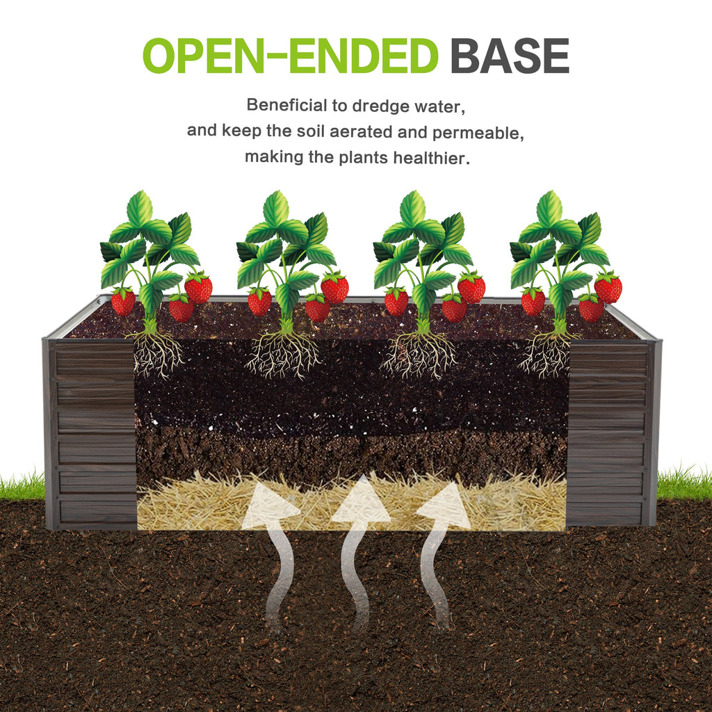 Walnut Raised Metal Garden Bed Kit with Safety Edging - 74.6" x 35.4" x 25"