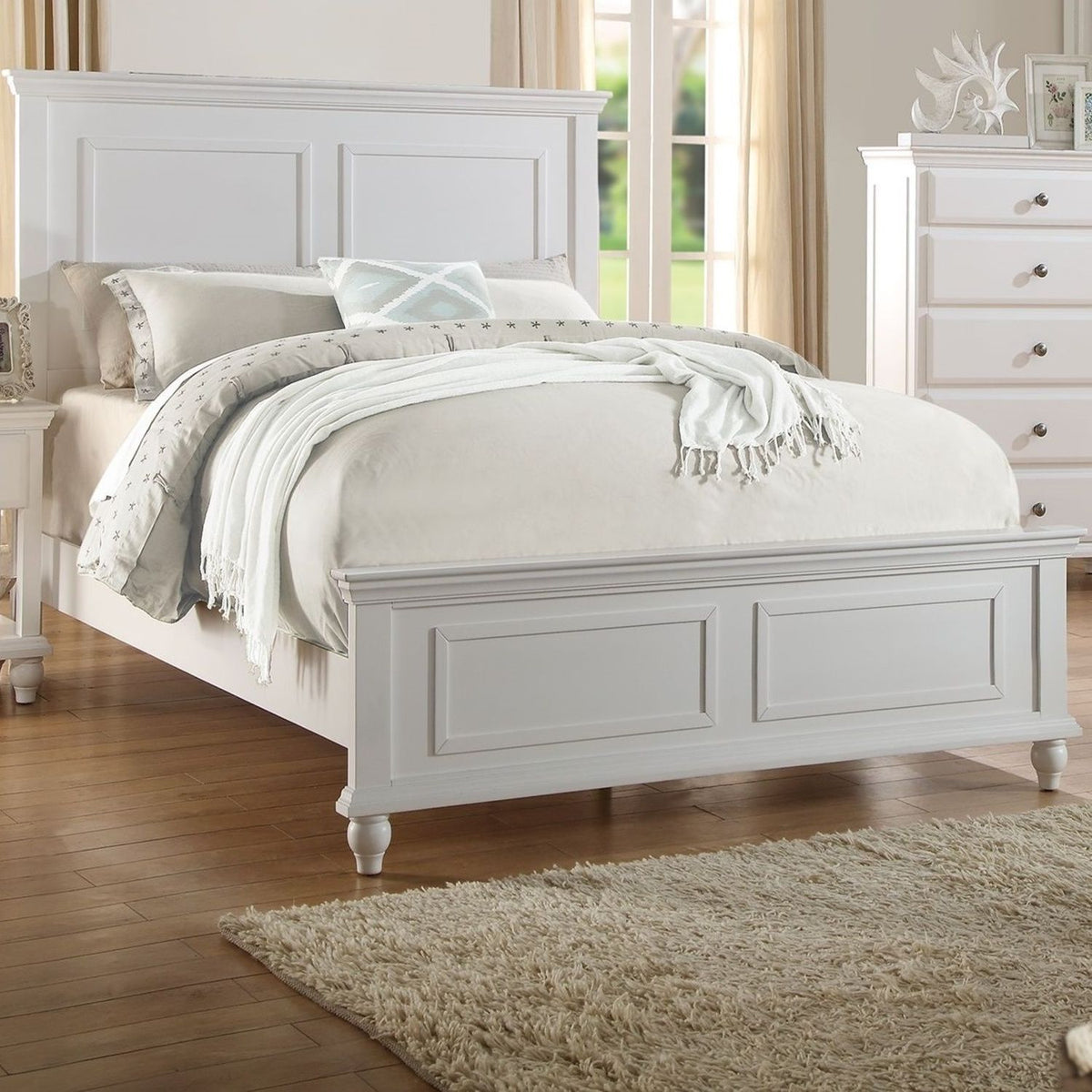 White 3 Piece Bedroom Set with Panel Headboard - Queen, King, or California King