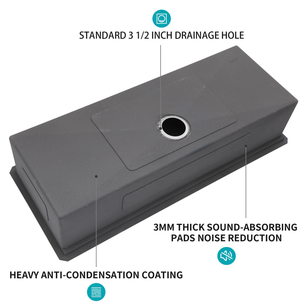 Gray Stainless Steel Undermount Workstation Kitchen Sink with Soundproofing - Single Bowl