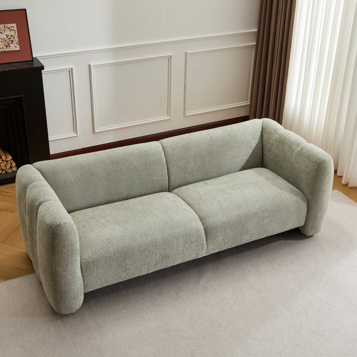 83" 3-Seater Sofa with Wave Design – Light Fabric