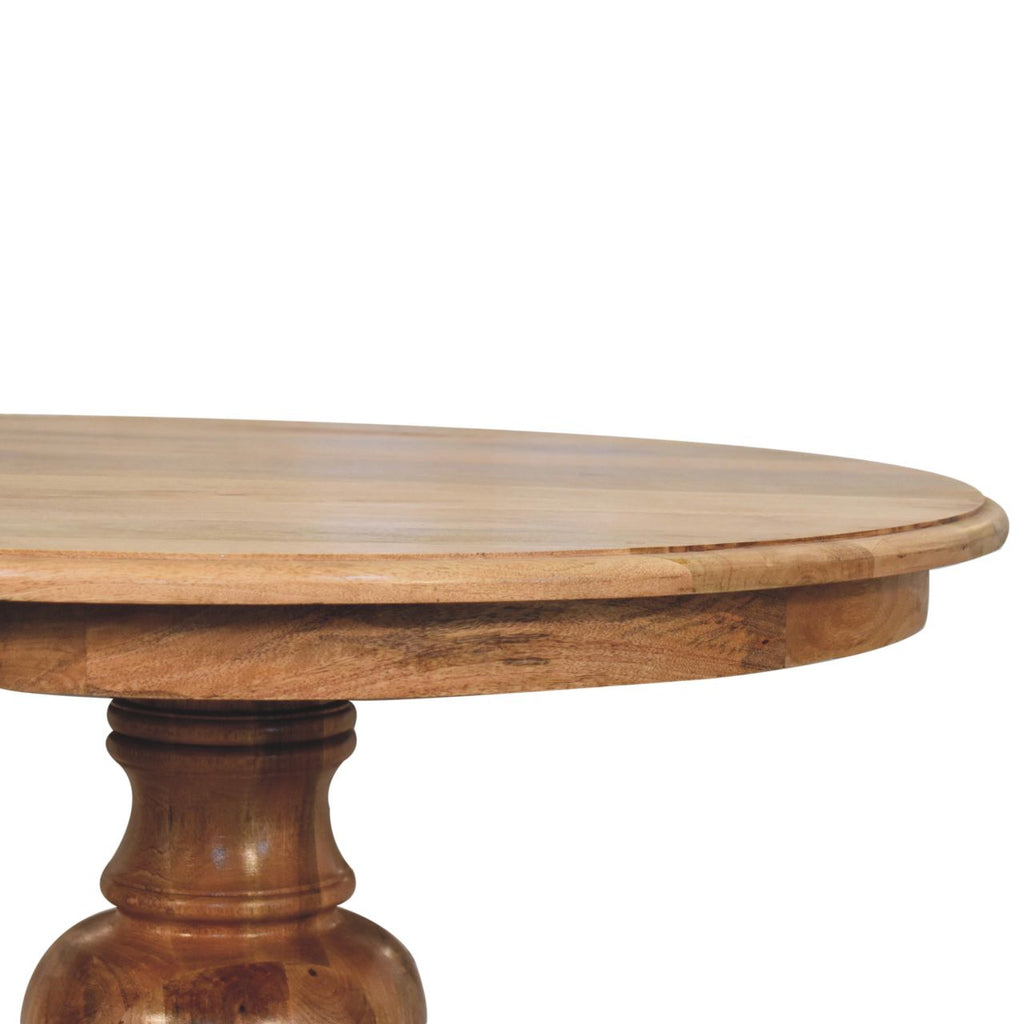 Solid Wood Round Dining Table with Classic Turned Base - Oak-ish