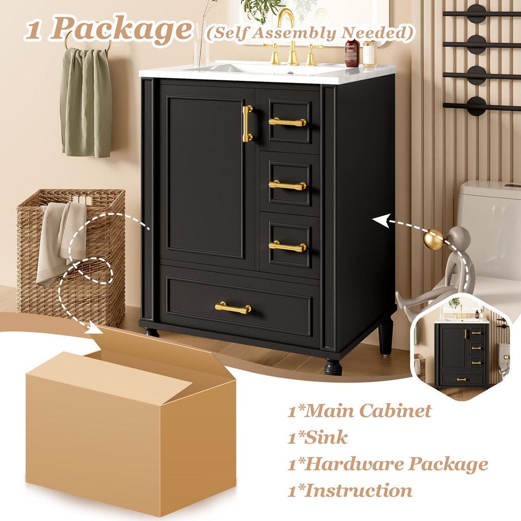Traditional Bathroom Vanity Set with Soft Close Doors - Multiple Colors