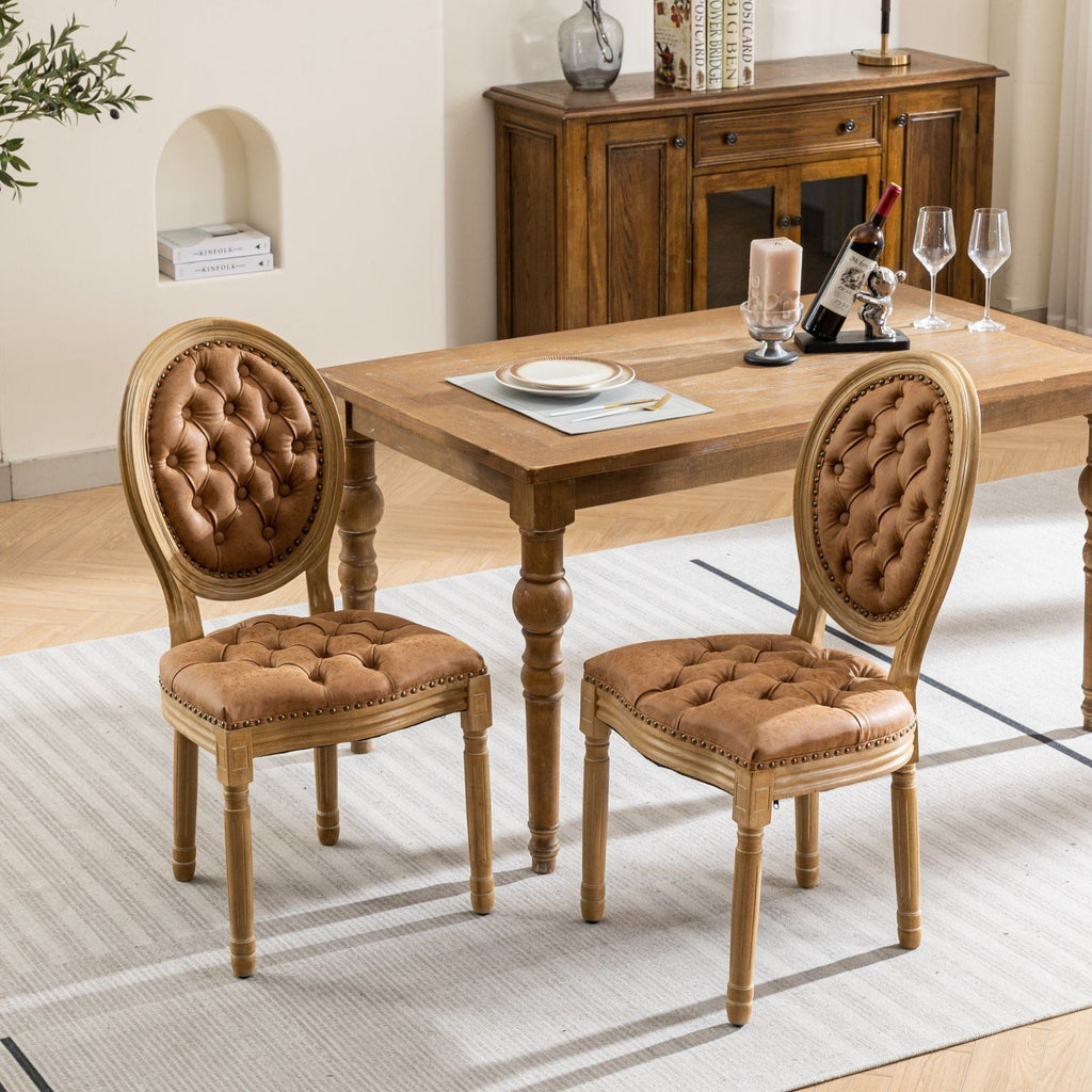 French Style Solid Wood Dining Chair with Nailhead Trim - Multiple Colors