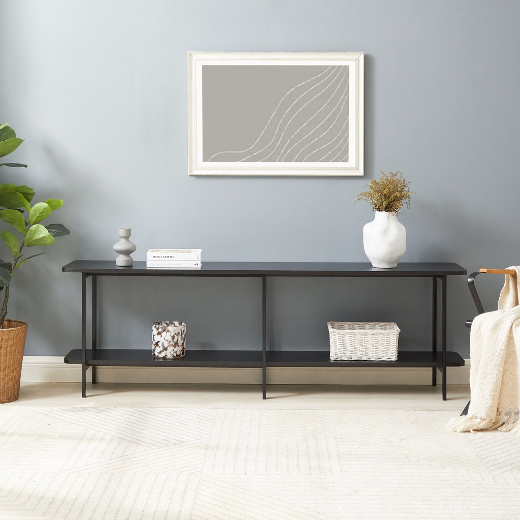 Celine 2 Shelf Console Table with Durable Construction - Gray, White, Black