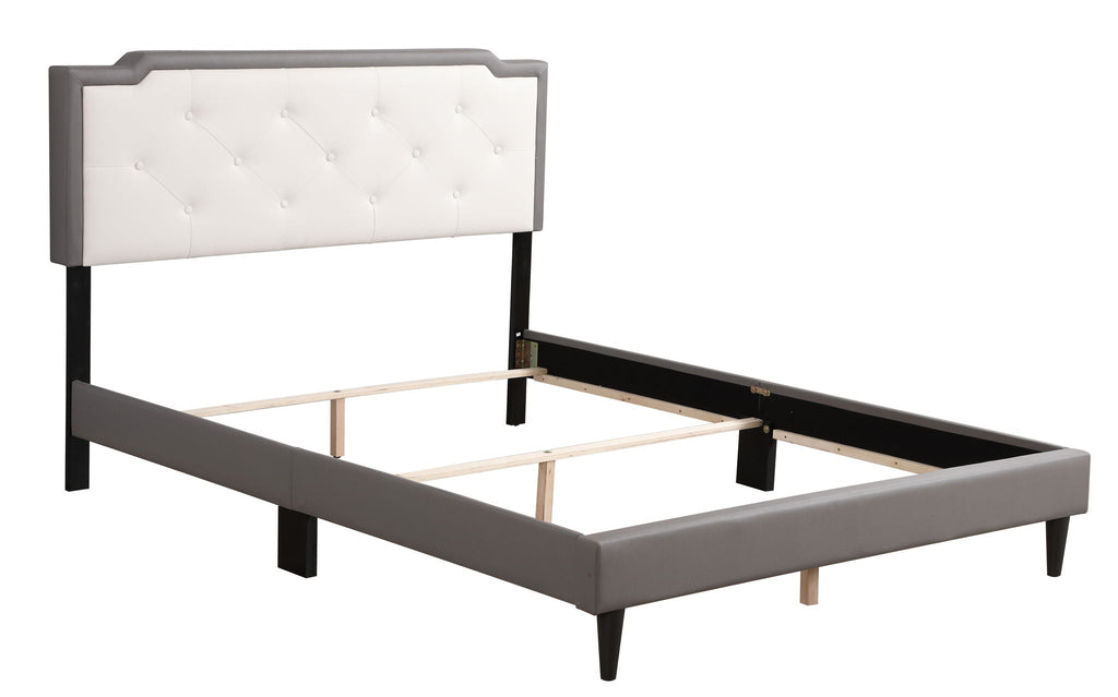 Two Tone Upholstered Bed with Button Tufted Headboard - Multiple Colors