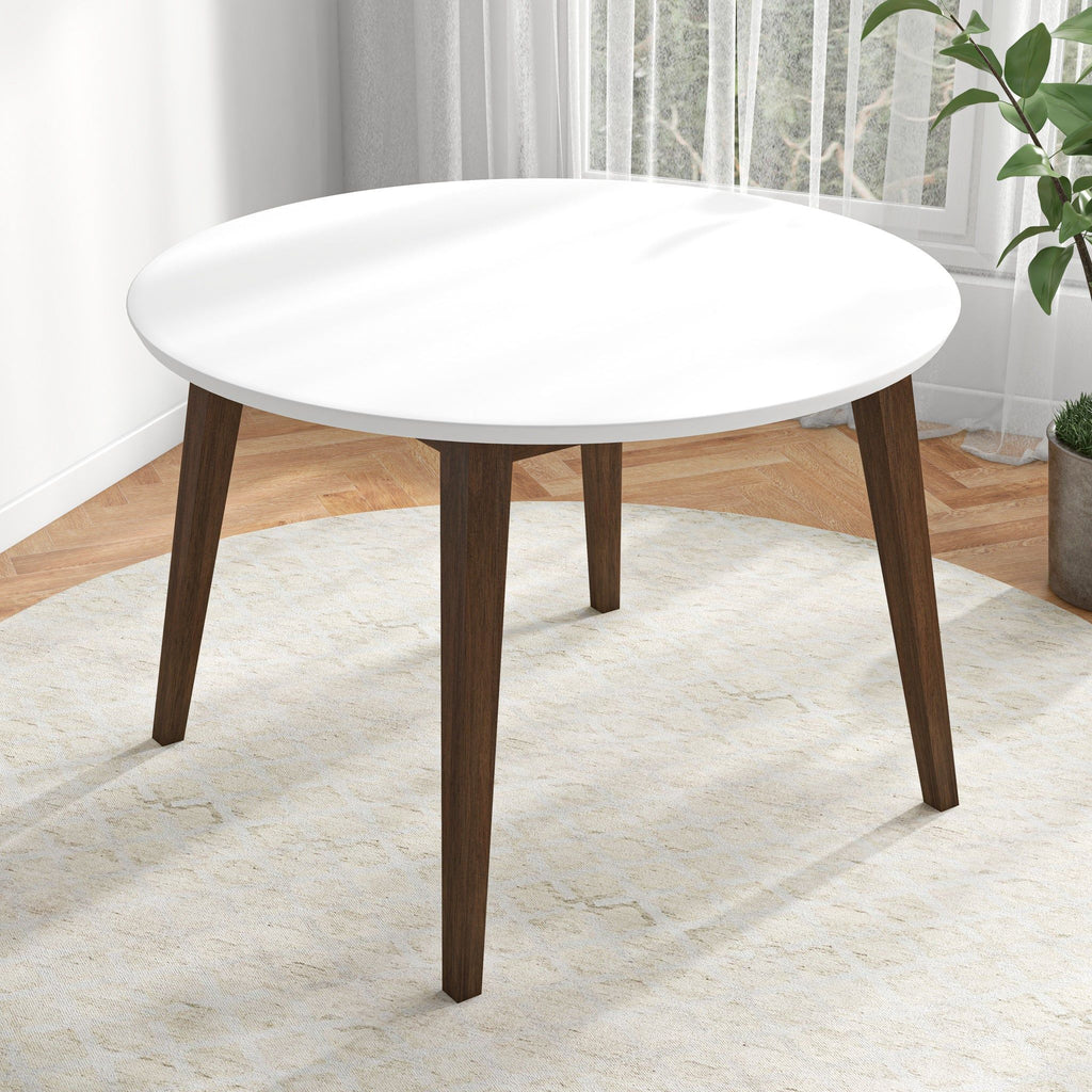 White Solid Wood Dining Table with Water-Resistant Finish - Alina