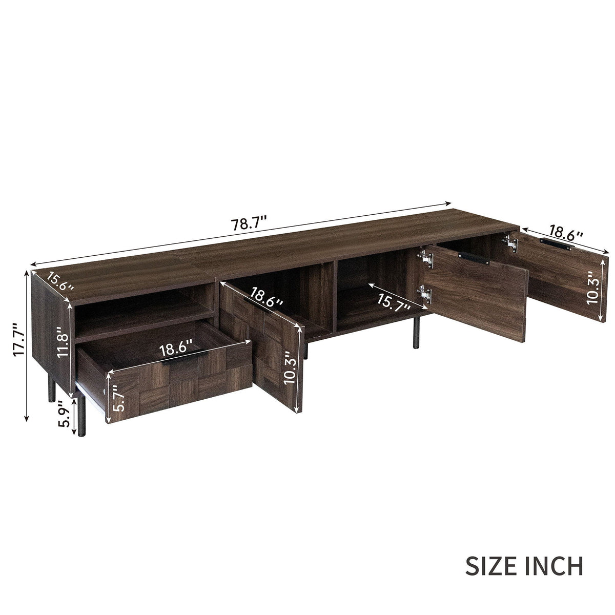 78" TV Stand with Storage Cabinets - Walnut