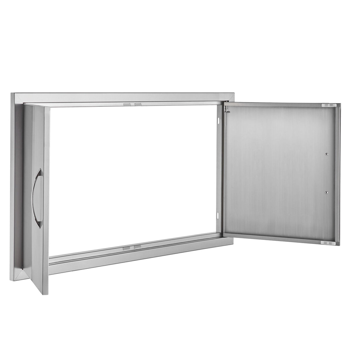 Stainless Steel BBQ Access Door with Ergonomic Handles - Silver
