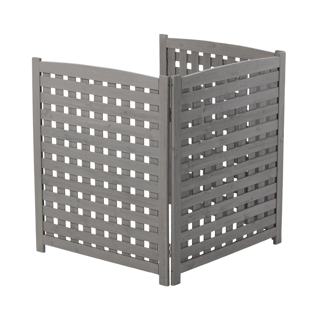 3 Panel Outdoor Air Conditioner Fence Screen with Solid Wood - Light Brown or Dark Gray