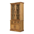 Solid Acacia Wood Accent Cabinet with Glass Doors - Light Blue or Light Brown