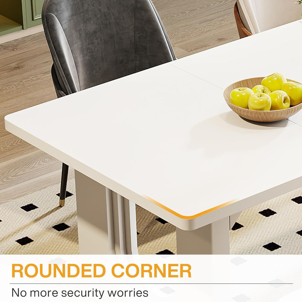 Rectangular Dining Table with Pedestal Base - Black or White