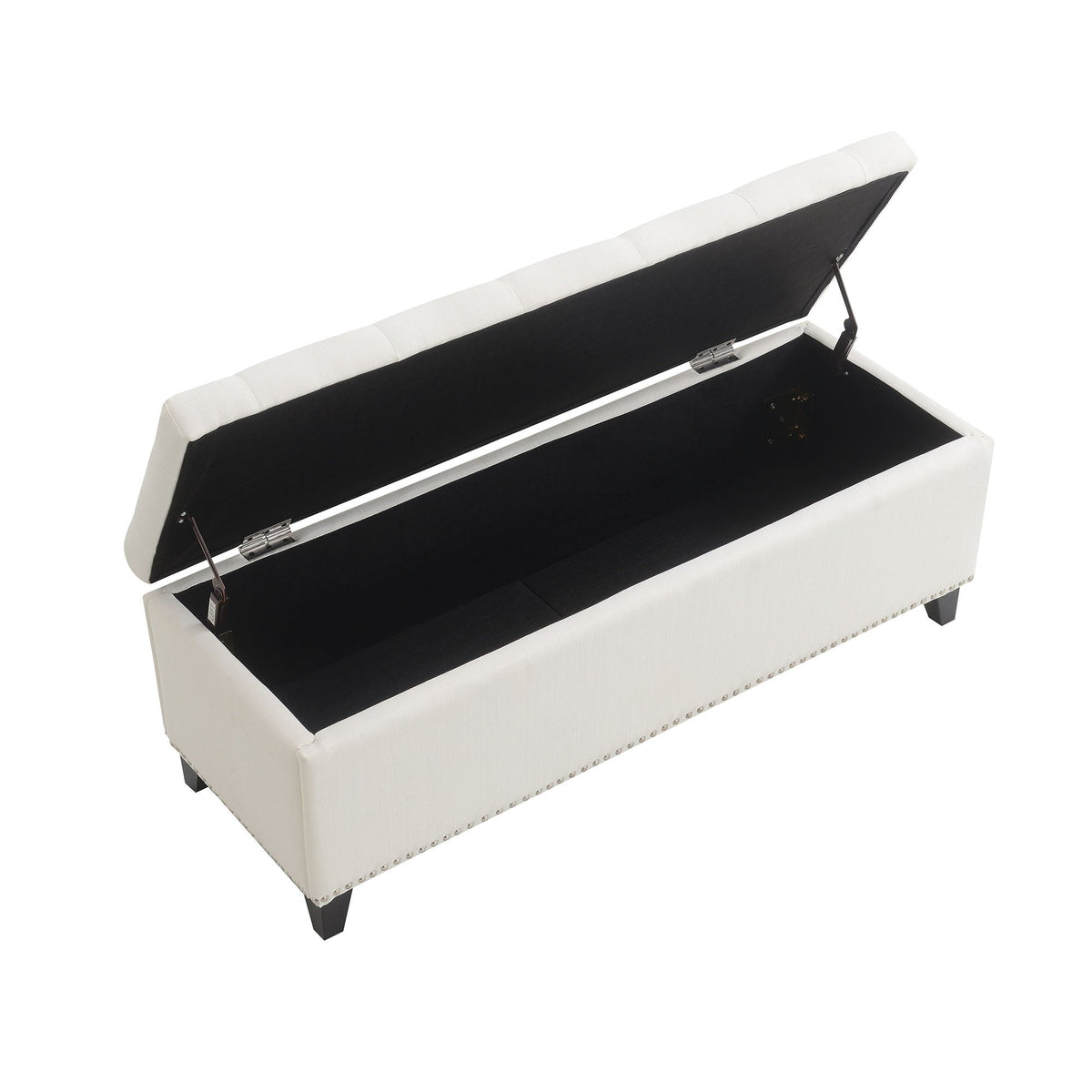 Button-Tufted Storage Ottoman with Safety Close Hinge - Light Brown or Black