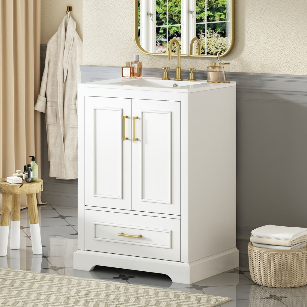 Bathroom Vanity with Sink and Soft Close Doors - White, Black, Green, or Gray