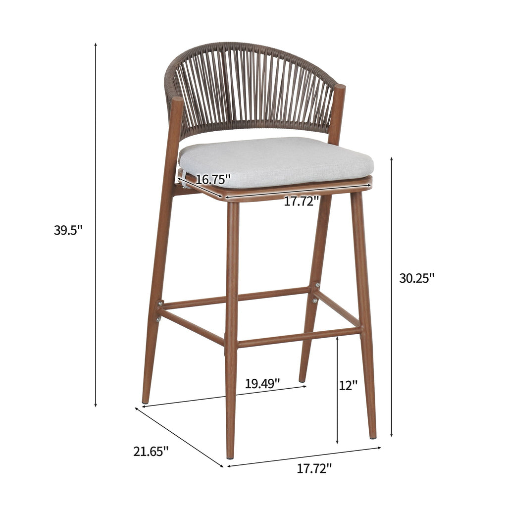 Outdoor Bar Height Metal Frame Counter Stools