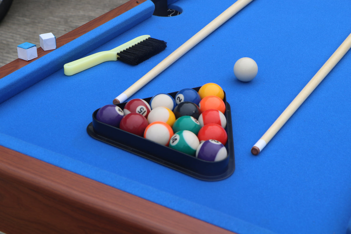 48-Inch Combo Game Table Set with Pool, Table Tennis & Glide Hockey - Brown & Blue