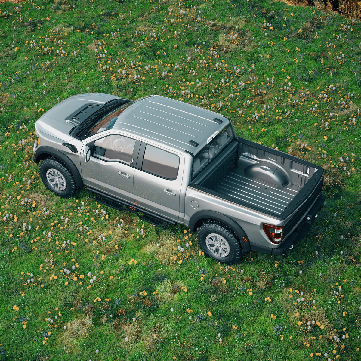 Running Boards for Ford SuperCrew Cab with Non-Slip Surface - Carbon Steel