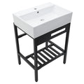 Console Sink With 304 Legs, Wall Mounted Design - White / Black