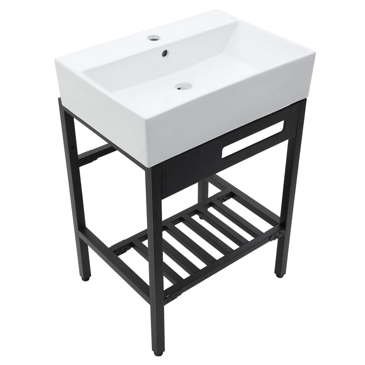 Console Sink With 304 Legs, Wall Mounted Design - White / Black