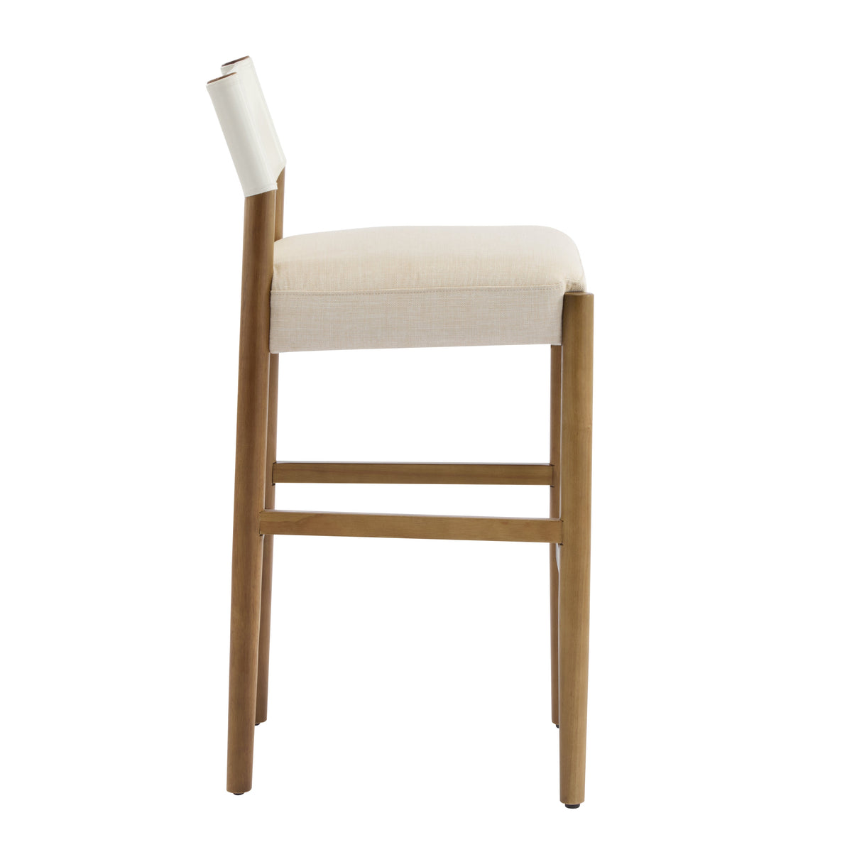 Solid Wood Bar Stool Set with Polyester Cushion - Brown & White