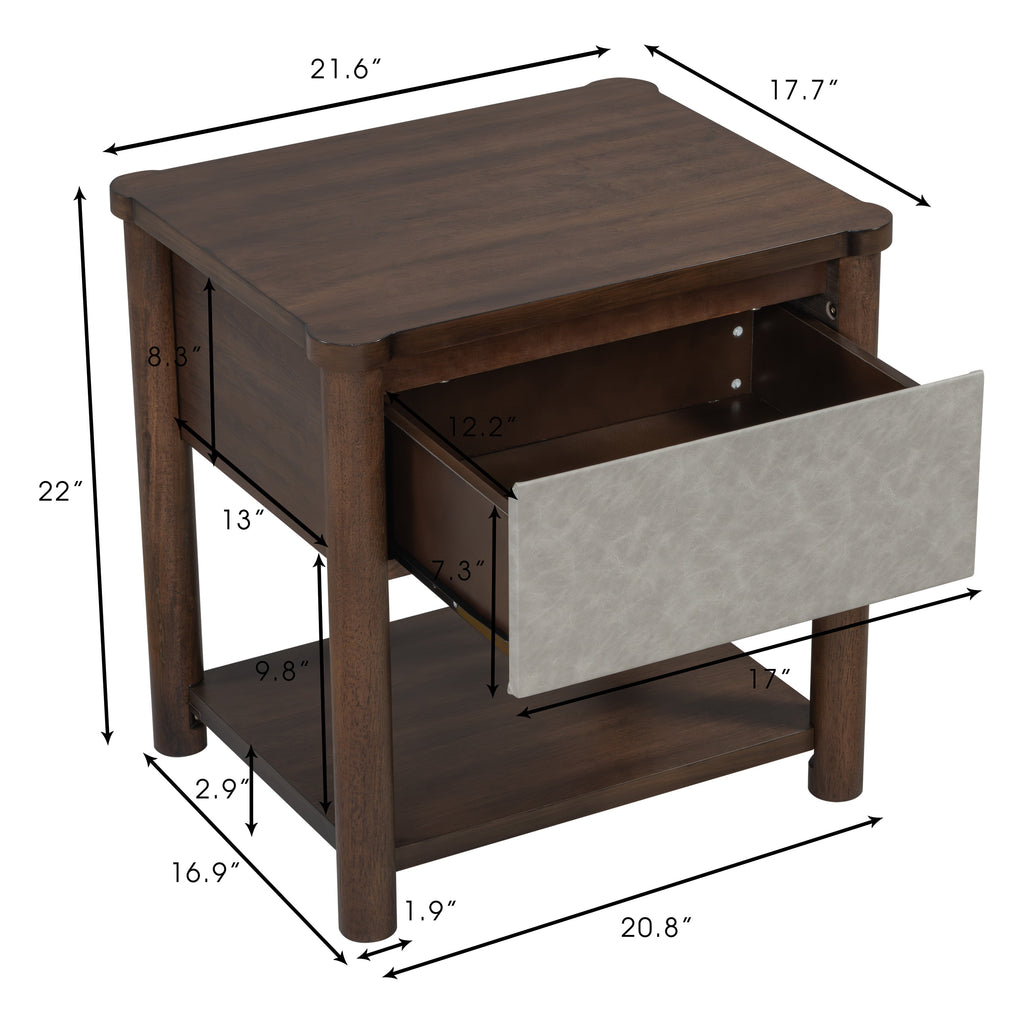 Modern King Bed Frame Set with 2 Nightstands - Wood Bedroom Set