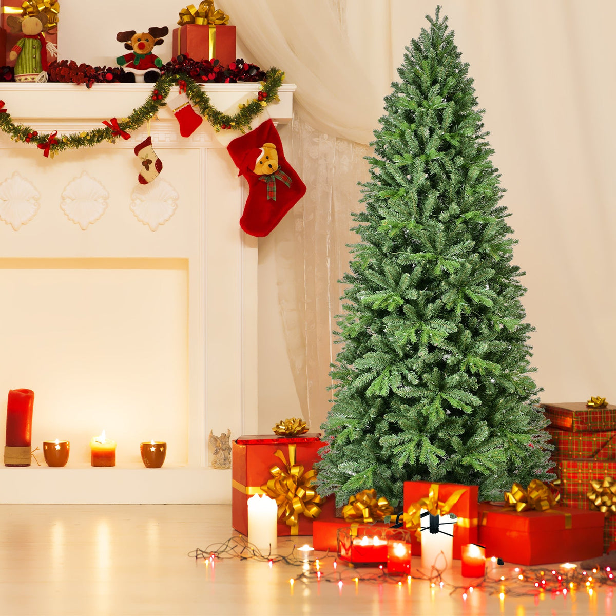 9FT Christmas Tree with 2435 Tips and 700 Warm Lights - PVC