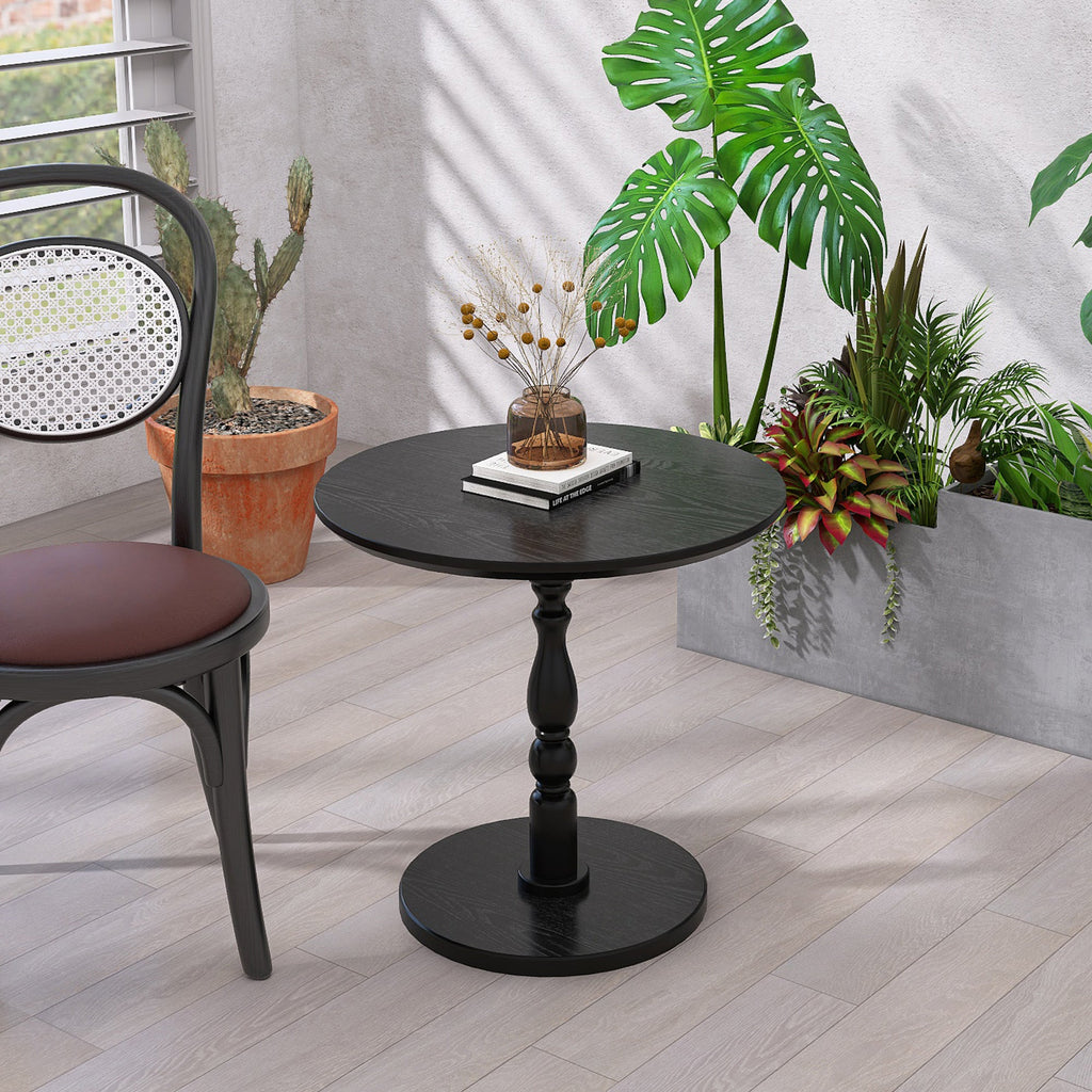 23'' Round Side Table with Water-Resistant Finish - Black