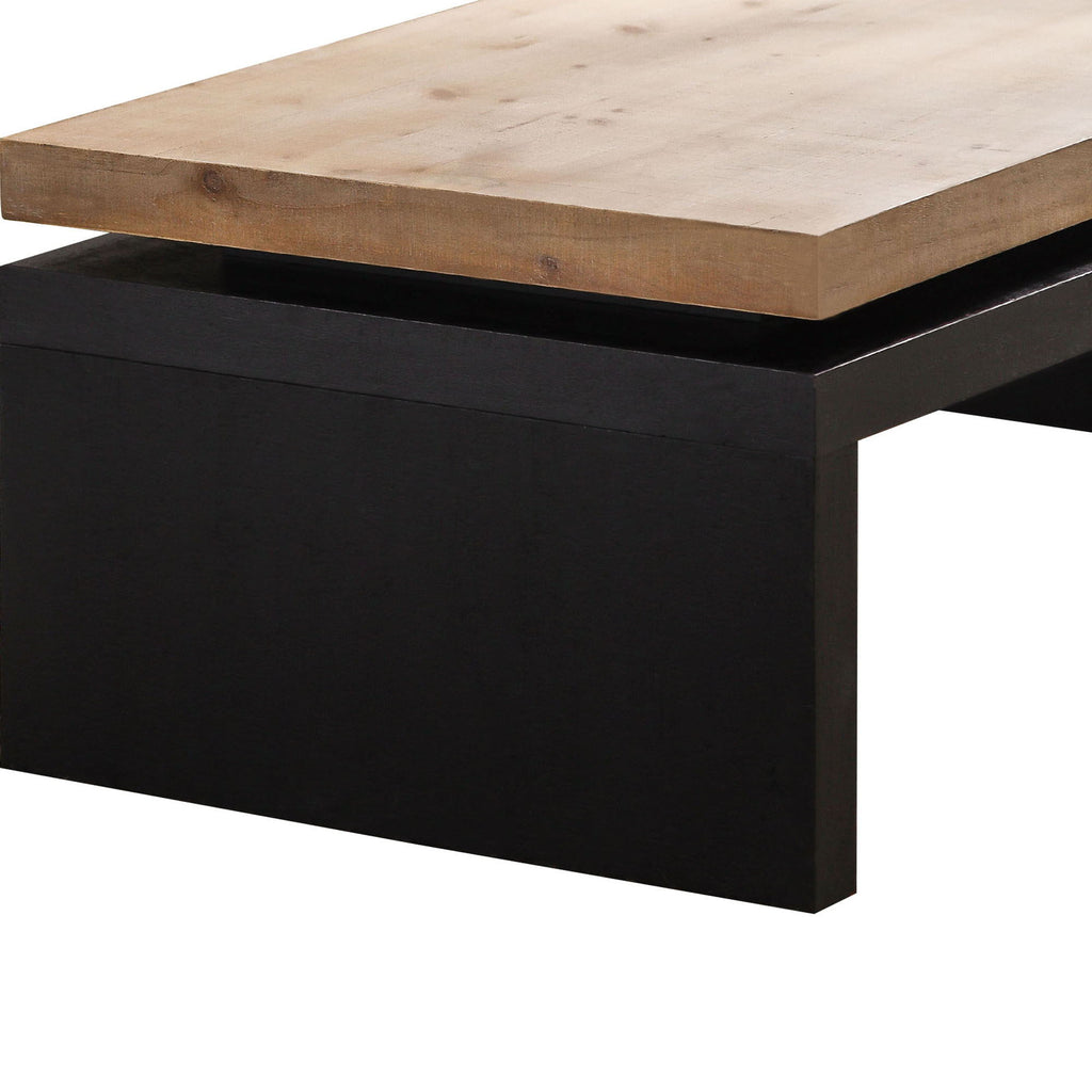 Rectangular Coffee Table with Engineered Wood Top and Black Frame - Black/Natural