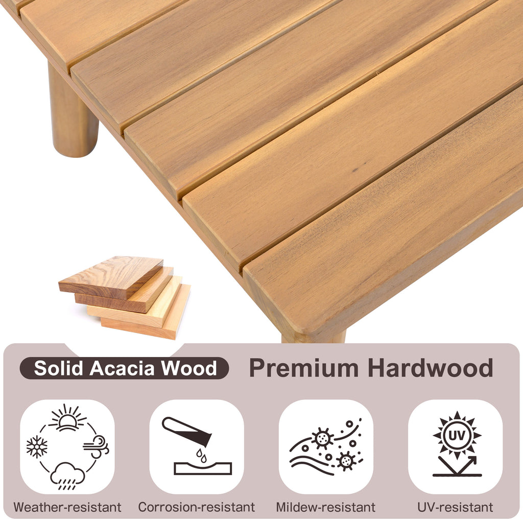 Acacia Wood Outdoor Patio Chair Set with Waterproof Cushions - Natural
